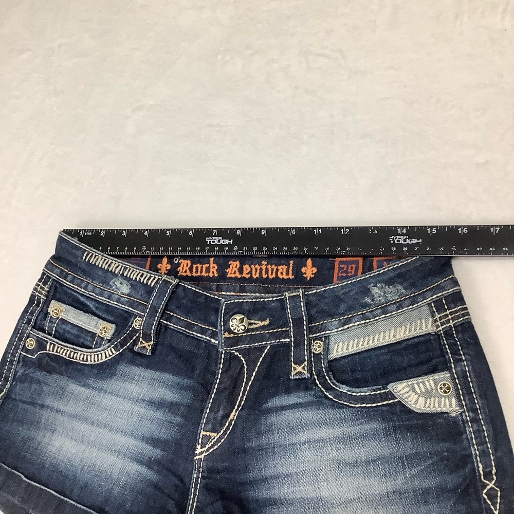Rock Revival Alanis Jean Short HTF Sz 29 Blue - Picture 5 of 11